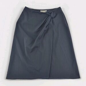 Emporio Armani IT 40 Navy Draped Knot Front A Line Midi Skirt Made in Italy